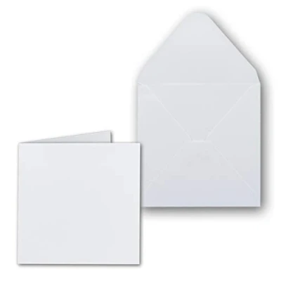 Abbildung von NEUSER PAPIER 50x Quadratisches Faltkartenset inkl. Briefumschlägen 14 x cm blanko in Hochweiß ideal zum Selbstgestalten &amp; Kreieren