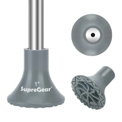 Abbildung von supregear Gehstockspitzen Ersatz, 25 mm Extreme Haftung Rutschfeste Schwere Gummispitzen Geländegehstock Fußpolster für Gehstock Klappgehstock Offset Quad Pod/Tripod Zubehör, Schwarz