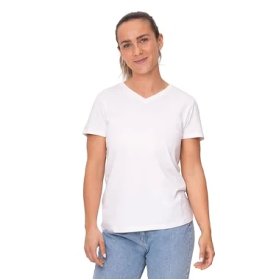 Abbildung von Damen T Shirts Crew or V Neck 1 Pack (V Ausschnitt Weiß, L)