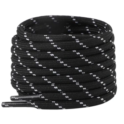 Abbildung von riemot 2 Paar Runde Schnürsenkel [Ø 4mm] reißfest Schuhbänder Ersatz Shoe laces für Herren, Damen, Kinder, Sportschuche, Arbeitsschuhe, Wanderschuhe Schwarz&amp;weiß, 140cm