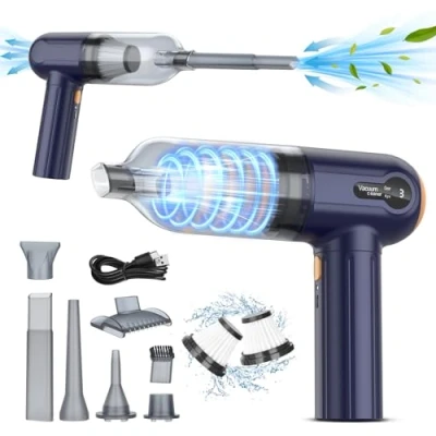 Abbildung von Handstaubsauger, 15000 Pa Leistungsstarker Handstaubsauger Akku, 4 In 1 Leichtes Staubgebläse &amp; Staubsauger, Led Display, USB Wiederaufladbarer Mini Staubsauger Für Auto, Haus Tierhaar Reinigung