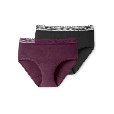 Abbildung von Schiesser Period Panty 2 PACK Menstruationsunterwäsche, Damen, Größe: 42/44, Schwarz pflaume