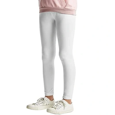 Abbildung von L&amp;K II Kinder Leggings Basic Uni Farbe Mädchen Tanzhose Baby Leggins Fitness Hose Baumwolle 2708 Weiß 164