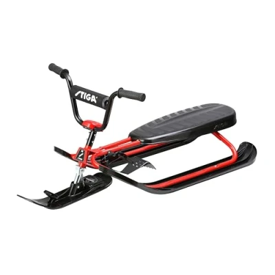 Abbildung von STIGA Snowracer Curve SX Robuster Schlitten mit BMX Lenker, Stahlrahmen, Bremse und Zugseilwinde Lenkschlitten für Kinder ab 7 Jahren Erwachsene, Max. 90 kg