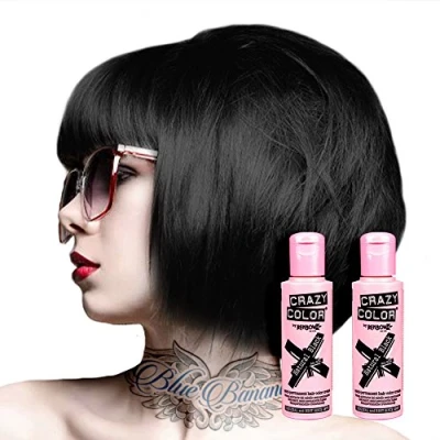 Abbildung von Crazy Color Semi permanente Haarfarbe, natürliches Schwarz, 2 x 100 ml