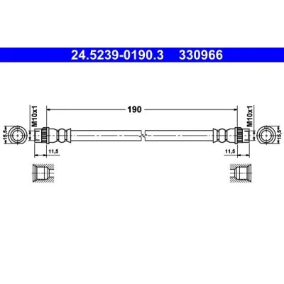 Abbildung von ATE 24.5239 0190.3 Bremsschläuche 190 PEUGEOT: 207 Hatchback, SW, 2008 Estate