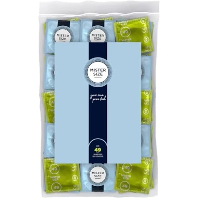 Abbildung von MISTER SIZE Kondome gefühlsecht hauchzart 49mm im 100er Pack/extra dünn, extra fein, feucht/aus 100% Naturkautschuk Latex in deiner Größe S/natural feeling Beutel