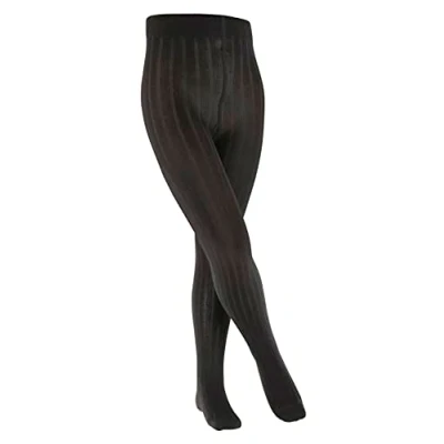 Abbildung von FALKE Unisex Kinder Strumpfhose Classic Rib K TI Baumwolle dick einfarbig 1 Stück, Schwarz (Black 3000), 110 116