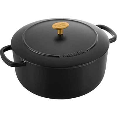 Abbildung von BALLARINI Bellamonte Auflaufform Bräter Dutch Oven Emailliertes Gusseisen Rund 26 cm 5,5 L Schwarz