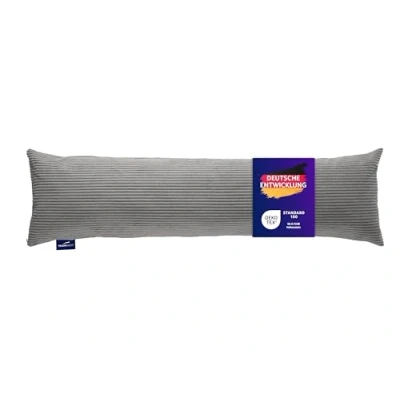 Abbildung von Traumnacht Seitenschläferkissen aus gemütlichem Cord Bezug, steingrau, 1.300 Gramm Füllgewicht mit Reißverschluss, 40 x 200 cm, waschbar, entwickelt in Deutschland