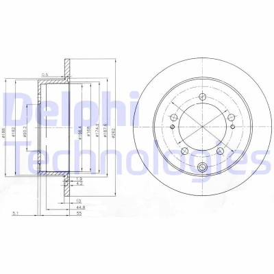 Abbildung von DELPHI BG4037 Bremsscheibe 262 10 5 voll geölt unbehandelt ohne Radlager, ABS Sensorring MITSUBISHI: Lancer 7 Limousine,