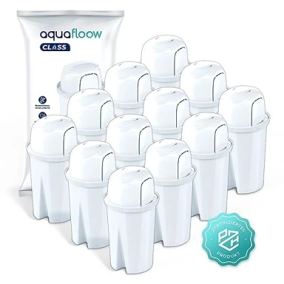 Abbildung von Aquafloow Class Filterkartusche, Krug Wasserfilter Ersatz für Brita Classic, Dafi Family, Wasser Filtersystem zur Reduzierung von Kalk, Chlor und anderen Substanzen, die den Geschmack 12 Stück