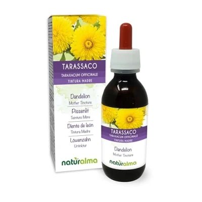 Abbildung von Löwenzahn (Taraxacum officinale) Wurzeln und Blätter Alkoholfreier Urtinktur Naturalma Flüssig Extrakt Tropfen 120 ml Nahrungsergänzungsmittel Veganer