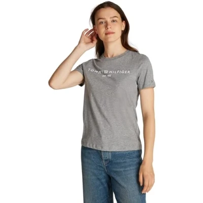 Abbildung von Tommy Hilfiger LOGO Tshirt print, Damen, Größe: XXS, Mid grey