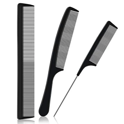 Abbildung von URAQT Kit Haarkamm, 3pcs Professioneller Friseur Kamm, Barbier Haarstyling Salon Kamm Hitzebeständiger Antistatischer Nadelstielkamm Carbon Hair Comb für Männer und Frauen
