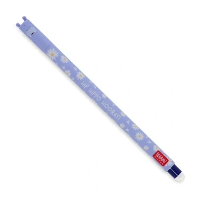 Abbildung von LEGAMI Löschbarer Gelschreiber, Nilpferd, thermoempfindliche Tinte, 0,7 mm Spitzendurchmesser, 15 cm Länge, blaue Tinte (2 Stifte)