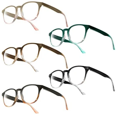Abbildung von UrbanSky Lesebrille Gil runde Kunststoffbrille mit Federscharnieren im 5er Pack (+2.00 dpt)