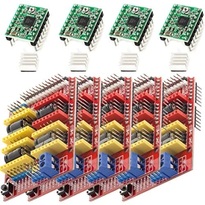 Abbildung von AZDelivery 5 x CNC Shield V3 Bundle mit 4 Stück A4988 Schrittmotor Treiber Stepper Kühlkörper, 3D Drucker kompatibel Arduino inklusive E Book!