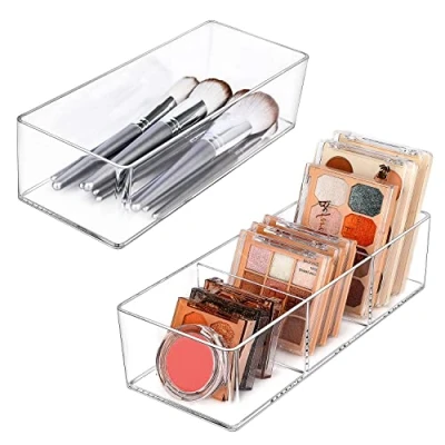 Abbildung von JessLab Schubladen Organizer, Acryl Make up Organizer Kosmetik Aufbewahrung Schmuck Display für Schreibtisch Kleiderschrank Badezimmer Waschtisch Arbeitsplatte Transparent (1+3 Compartment)