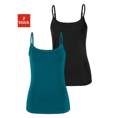 Abbildung von Lascana 2 PACK Top, Damen, Größe: 32/34, Petrol