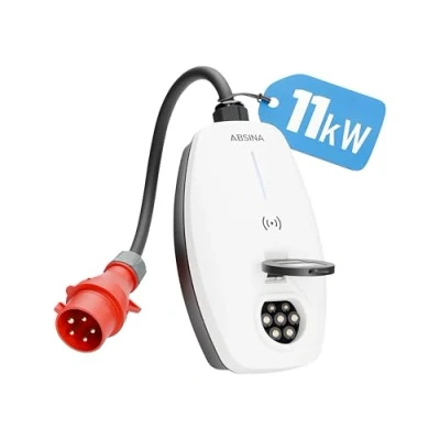 Abbildung von ABSINA Mobile Wallbox 11kW 16A mit App Steuerung CEE Stecker, RFID &amp; Einstellbarer Ladeleistung Elektroauto 3 phasig für i3, e Up, ID.3, ID.4, Zoe, fortwo UVM