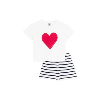 Abbildung von Petit Bateau KIDS Bruneta Pyjacourt Nachtwäsche Set für Kinder, Größe: 110, Marshmallow/smoking