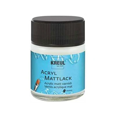 Abbildung von KREUL 79403 Acryl Mattlack auf Wasserbasis, 50 ml Glas, matt transparent, Schutz und Überzugslack für durchgetrocknete Aufmalungen, bedingt witterungsbeständig, speichelecht