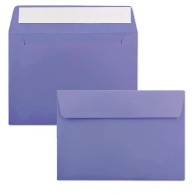 Abbildung von 50x Briefumschläge Violett (Lila) DIN C6 Format 11,4 x 16,2 cm Haftklebung Kuverts ohne Fenster Weihnachten, Grußkarten &amp; Einladungen Für A6 A4 Papier
