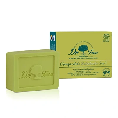 Abbildung von Dr. Tree 2 in 1 Feuchtigkeitsspendendes Festes Shampoo Biologisches + Spülung Pflegt und Befeuchtet Intensiv Alle Haartypen 99% Natürliche Inhaltsstoffe Ecocert 75 gr