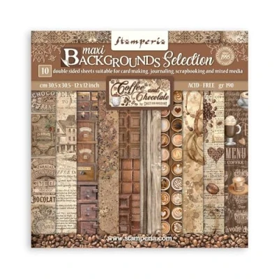 Abbildung von Scrapbooking Pad 10 sheets cm 30,5x30,5 (12&quot;x12&quot;) Maxi Background selection Coffee and Chocolate