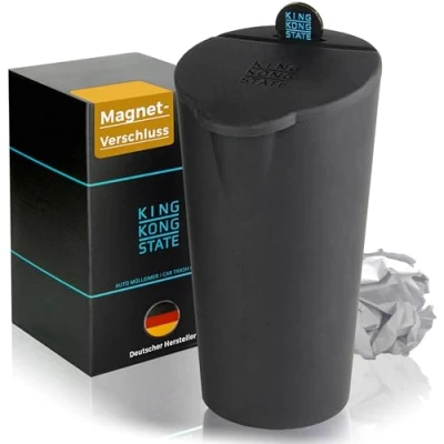 Abbildung von King Kong State Auto Mülleimer mit magnetischem Verschluss schwarzer für Autos aus abwaschbarem Silikon inkl. Münzfach