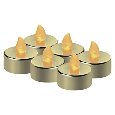 Abbildung von EMOS LED Teelichter gold, 6 Stück flammenlose Kerzen mit Flacker Effekt, Dekoration für Weihnachten, Weihnachtsbaum, Allerheiligen, IP20 Innen, Batterie, warmweiß, DCCV13