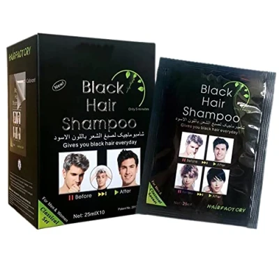 Abbildung von Instant Haarfarbe, schwarzes Haarfärbe Shampoo, hält 30 Tage, natürliche Inhaltsstoffe