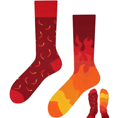 Abbildung von TODO Lustige Socken Damen und Herren, Coole mit Motiv Bunte, Mehrfarbige, Verrückte (39 42, Paprika)