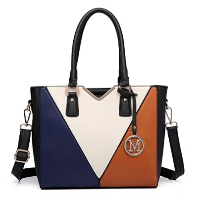Abbildung von Miss Lulu Damen Shopper Handtasche V förmige Umhängetasche Elegante mit Krokodilmuster aus PU Leder abnehmbarem Schultergurt mittlere Größe