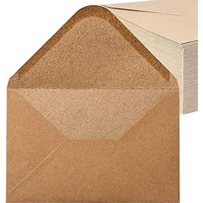Abbildung von Kraftpapier Umschläge 100 Stück 130 g/m² Briefumschläge Kuvert Briefkuvert Briefhülle für Grußkarten Einladung Geburtstagskarten Nassklebung Spitzklappe (DIN C6 11,4 x 16,2 cm)