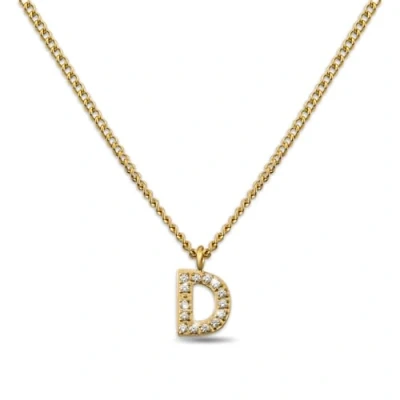Abbildung von GD GOOD.designs Kette Buchstabe D Gold für Damen I 18K vergoldete Halskette mit Zirkonia Initialien Goldene Edelstahl Buchstabenkette (Buchstabe D)