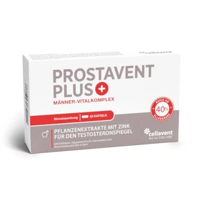 Abbildung von Prostavent Plus Prostata Kapseln Pflanzenkomplex aus Kürbiskern, Sägepalme, Brennnessel und Granatapfel 60 Stück