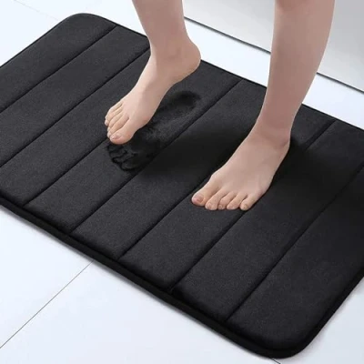 Abbildung von Homaxy Memory Foam Badezimmer Badteppich Saugfähige Rutschfester Badvorleger Waschbar Badematte 51 x 76 cm, Schwarz