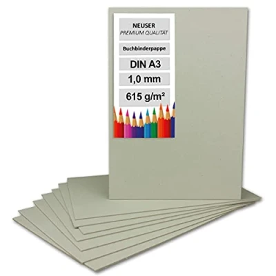 Abbildung von NEUSER PAPIER 10x Buchbinderpappe DIN A3 (29,7 x 42 cm) Stärke 1,0 mm (0,1 Grammatur: 615 g/m² Graupappe zum Basteln, Modellbau, Buchbinden