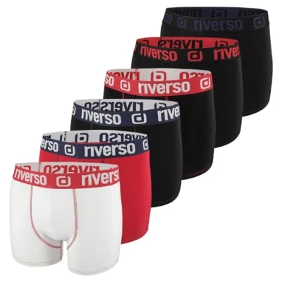Abbildung von riverso Boxershorts Herren RIVOle 6er Pack Unterhosen Unterwäsche Retroshorts Set Boxer Shorts Stretch, Größe:L, Farbe:Farbmix 7 (RVS1BCX6PK7M)