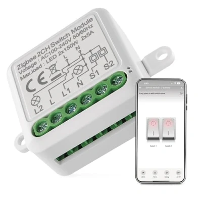 Abbildung von EMOS GoSmart Smart Home Lichtschalter Modul mit App ZigBee für Doppelschalter Unterputz Relais Schalter zur Fernsteuerung, Sprachsteuerung Google und Alexa kompatibel