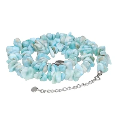 Abbildung von Lebensquelle Plus Larimar Splitterkette 45+5 cm lang Hochwertige Edelstein Kette mit Verschluss