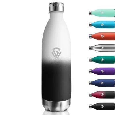 Abbildung von Thermosflasche 1L, Wasserflasche Doppelwandig BPA Frei, Trinkflasche Edelstahl, Kohlensäure Geeignet, Isolierflasche Auslaufsicher für Schule, Fitness, Laufen, Sprudel, Gym, Reisen