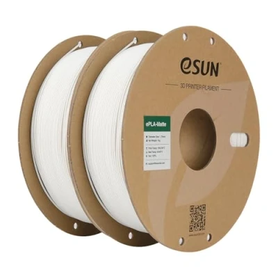 Abbildung von eSUN Upgraded Matte PLA Filament 1.75mm, 3D Drucker Filament, glanzfreie Farbe, mattierte Textur, 1KG pro Spule, 2 Spulen für Drucker, Cremeweiß
