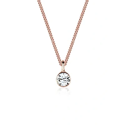 Abbildung von Elli Halskette Damen Basic Solitär Anhänger mit Kristall in 925 Sterling Silber Rosévergoldet