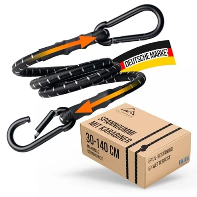 Abbildung von CLIFFORD Spanngummi mit Karabiner I Für Kofferraum Organizer, Fahrrad, Outdoor, Sonnensegel, Befestigung, Sicherung Expander Spannseile Spannband Gurt Spanngurte