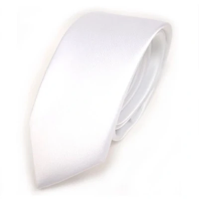 Abbildung von TigerTie Herren Krawatte 6 cm schmale Satin Tie in weiss schneeweiss einfarbig uni Business, festliche Veranstaltungen und Freizeit