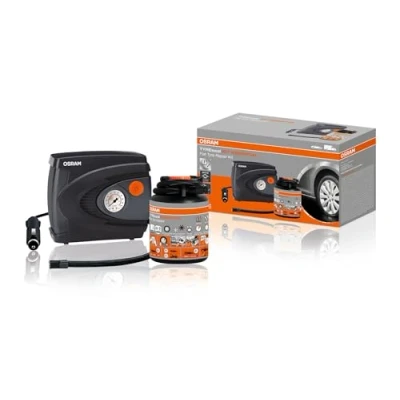 Abbildung von Osram TYREseal KIT Essential, 450 ml Reifendichtmittel und analoger Premium Reifenfüller, RDKS geeigne, inklusive Aufbewahrungsbox