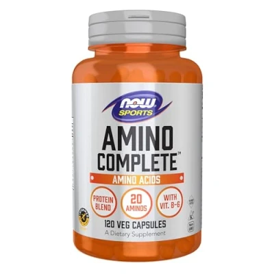 Abbildung von Now Foods Amino Complete (Aminosäure Mischung), 120 vegetarische Kapseln, mit BCAA, Laborgeprüft, Glutenfrei, Vegetarisch, Ohne Gentechnik